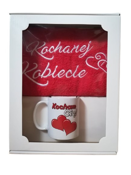 Komplet z czerwonym ręcznikiem