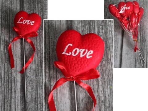 Walentynkowe SERCE LOVE pełne na piku 7,5x26 cm 6szt VAG-18092 Walentynkowe SERCE LOVE pełne na piku 7,5x26 cm 6szt VAG-18092