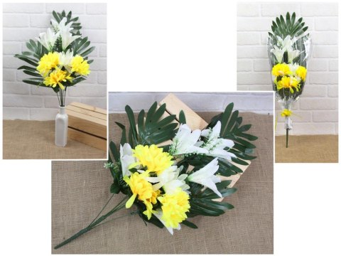 Bukiet sztuczny, wiązanka z LILIĄ w folii z wstążka 70 cm KAO-105 Bukiet sztuczny, wiązanka z LILIĄ w folii z wstążka 70 cm KAO-105