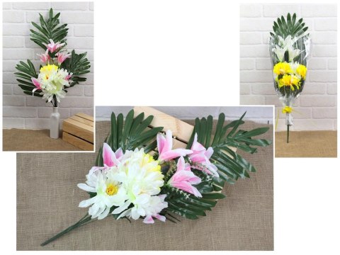 Bukiet sztuczny, wiązanka z LILIĄ w folii z wstążka 70 cm KAO-105 Bukiet sztuczny, wiązanka z LILIĄ w folii z wstążka 70 cm KAO-105
