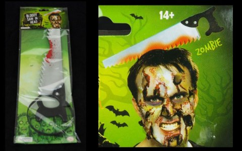 Opaska na głowę halloween PIŁA RĘCZNA 35x12 cm HL-063 Opaska na głowę halloween PIŁA RĘCZNA 35x12 cm HL-063