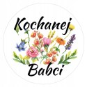 Naklejki Kochanej Babci średnica 55 mm 12szt.