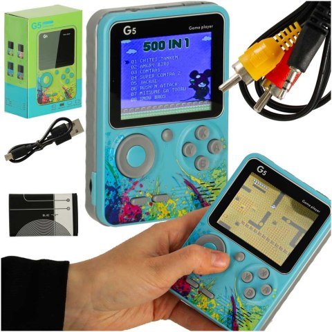 Konsola przenośna do gier mini retro niebieska Konsola przenośna do gier mini retro niebieska