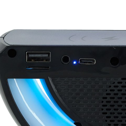 Lampka LED Gamingowa RGB głośnik ładowarka indukcyjna czarna Lampka LED Gamingowa RGB głośnik ładowarka indukcyjna czarna