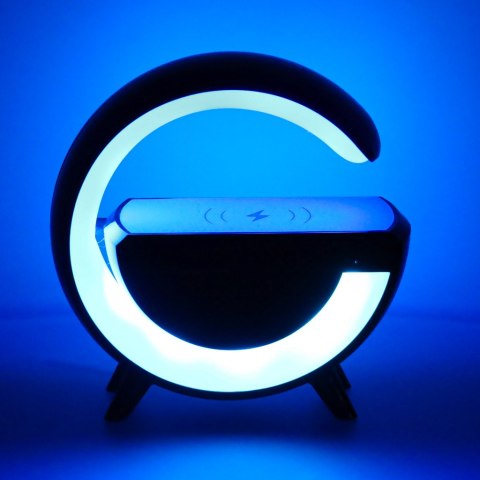Lampka LED Gamingowa RGB głośnik ładowarka indukcyjna czarna Lampka LED Gamingowa RGB głośnik ładowarka indukcyjna czarna