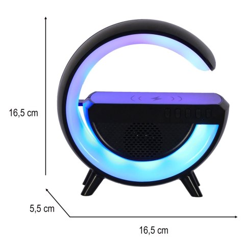 Lampka LED Gamingowa RGB głośnik ładowarka indukcyjna czarna Lampka LED Gamingowa RGB głośnik ładowarka indukcyjna czarna