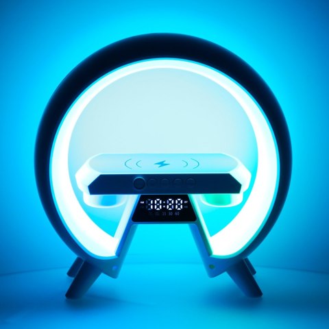 Lampka LED Gamingowa RGB głośnik ładowarka indukcyjna radio budzik zegar Lampka LED Gamingowa RGB głośnik ładowarka indukcyjna radio budzik zegar