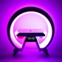 Lampka LED Gamingowa RGB głośnik ładowarka indukcyjna radio budzik zegar