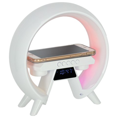 Lampka LED Gamingowa RGB głośnik ładowarka indukcyjna radio budzik zegar Lampka LED Gamingowa RGB głośnik ładowarka indukcyjna radio budzik zegar