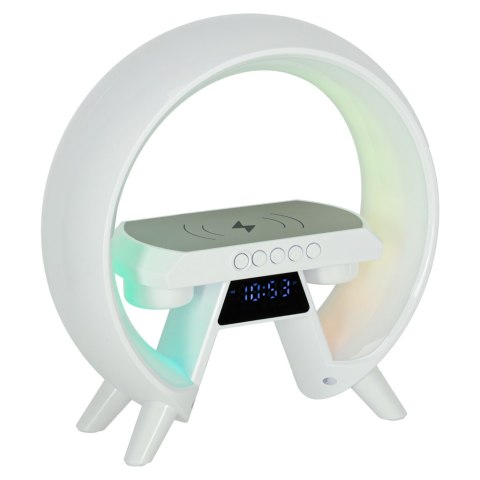 Lampka LED Gamingowa RGB głośnik ładowarka indukcyjna radio budzik zegar Lampka LED Gamingowa RGB głośnik ładowarka indukcyjna radio budzik zegar