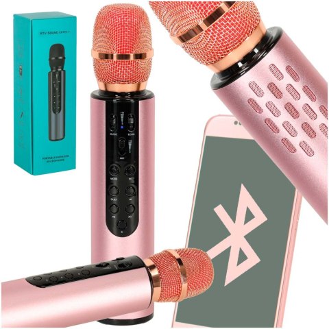 Mikrofon bezprzewodowy do karaoke Bluetooth różowy Mikrofon bezprzewodowy do karaoke Bluetooth różowy