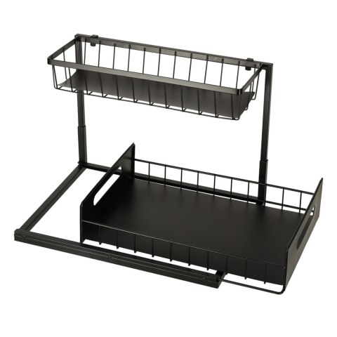 Organizer szafka półka kuchenna kosz pod zlew umywalkę wysuwana półka pojemnik 2-poziomowy metal Organizer szafka półka kuchenna kosz pod zlew umywalkę wysuwana półka pojemnik 2-poziomowy metal