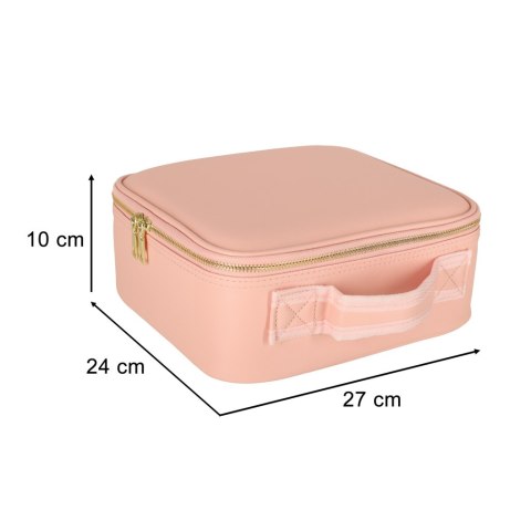 Kosmetyczka organizer na kosmetyki biżuterię kuferek z lusterkiem 10-krotne powiększenie różowy Kosmetyczka organizer na kosmetyki biżuterię kuferek z lusterkiem 10-krotne powiększenie różowy