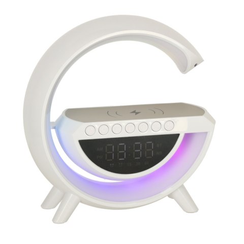 Lampka LED Gamingowa RGB głośnik ładowarka indukcyjna radio budzik zegar Lampka LED Gamingowa RGB głośnik ładowarka indukcyjna radio budzik zegar