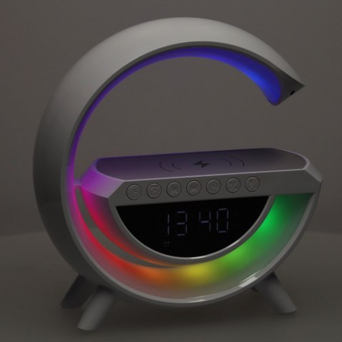Lampka LED Gamingowa RGB głośnik ładowarka indukcyjna radio budzik zegar Lampka LED Gamingowa RGB głośnik ładowarka indukcyjna radio budzik zegar