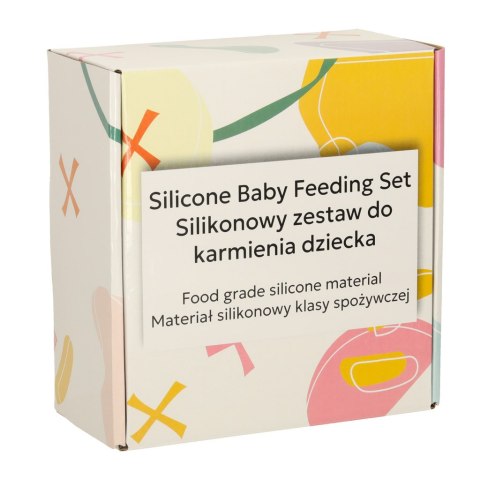 Naczynia silikonowe dla dzieci sowa zestaw 8 elementów beżowy Naczynia silikonowe dla dzieci sowa zestaw 8 elementów beżowy
