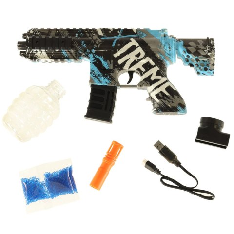 Pistolet na kulki żelowe wodne karabin niebieski zasilanie bateryjne USB 550szt. 7-8mm Pistolet na kulki żelowe wodne karabin niebieski zasilanie bateryjne USB 550szt. 7-8mm