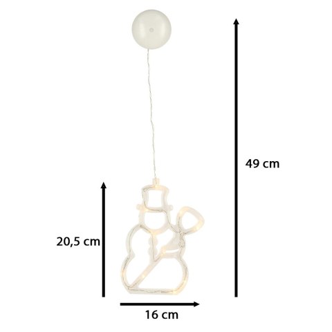 Lampki LED wisząca dekoracja świąteczna okna bałwanek 49cm przyssawka 10 LED Lampki LED wisząca dekoracja świąteczna okna bałwanek 49cm przyssawka 10 LED