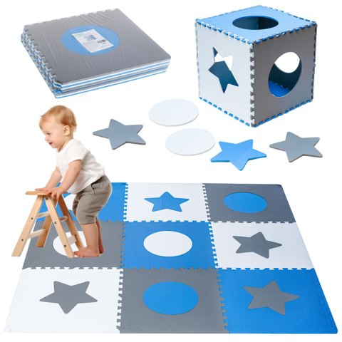 Mata edukacyjna piankowa puzzle szara niebieska 60 x 60 cm 9 elementów Mata edukacyjna piankowa puzzle szara niebieska 60 x 60 cm 9 elementów