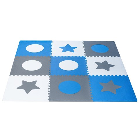 Mata edukacyjna piankowa puzzle szara niebieska 60 x 60 cm 9 elementów Mata edukacyjna piankowa puzzle szara niebieska 60 x 60 cm 9 elementów