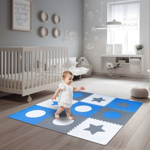 Mata edukacyjna piankowa puzzle szara niebieska 60 x 60 cm 9 elementów Mata edukacyjna piankowa puzzle szara niebieska 60 x 60 cm 9 elementów