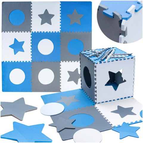 Mata edukacyjna piankowa puzzle szara niebieska 60 x 60 cm 9 elementów Mata edukacyjna piankowa puzzle szara niebieska 60 x 60 cm 9 elementów