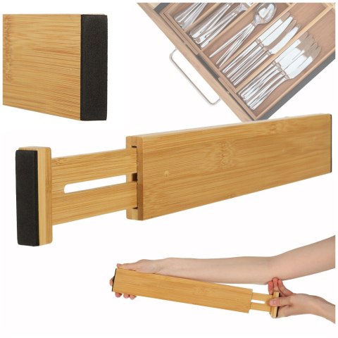 Organizer do szuflady bambusowy separator regulowany na sztućce narzedzia 56cm 1sztuka Organizer do szuflady bambusowy separator regulowany na sztućce narzedzia 56cm 1sztuka