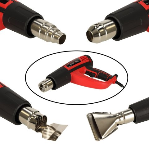 KAFUWELL Opalarka elektryczna z regulacja tempratury 0-600 st. C przepływ powietrza 300-500 l/min + 4 wymienne końcówki 1850W KAFUWELL Opalarka elektryczna z regulacja tempratury 0-600 st. C przepływ powietrza 300-500 l/min + 4 wymienne końcówki 1850W