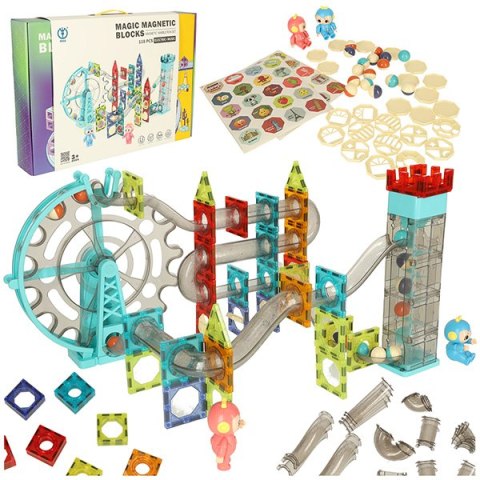 Klocki magnetyczne magnetic sticks marble tor kulkowy z dźwiękiem muzyką grający 118 elementów Klocki magnetyczne magnetic sticks marble tor kulkowy z dźwiękiem muzyką grający 118 elementów