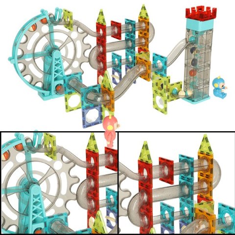 Klocki magnetyczne magnetic sticks marble tor kulkowy z dźwiękiem muzyką grający 118 elementów Klocki magnetyczne magnetic sticks marble tor kulkowy z dźwiękiem muzyką grający 118 elementów