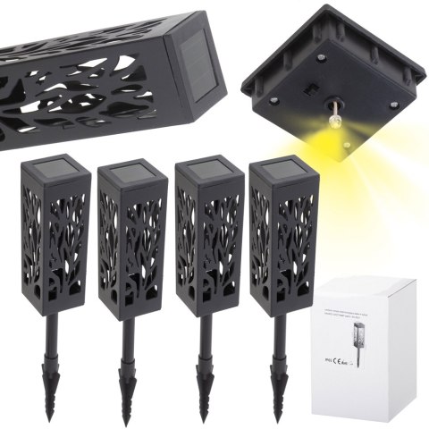 Lampa solarna ogrodowa ażurowa latarenka lamion LED czujnik zmierzchu wbijana 4szt. Lampa solarna ogrodowa ażurowa latarenka lamion LED czujnik zmierzchu wbijana 4szt.