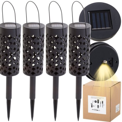 Lampa solarna ogrodowa ażurowa latarenka lampion LED czujnik zmierzchu wbijana 4szt. Lampa solarna ogrodowa ażurowa latarenka lampion LED czujnik zmierzchu wbijana 4szt.