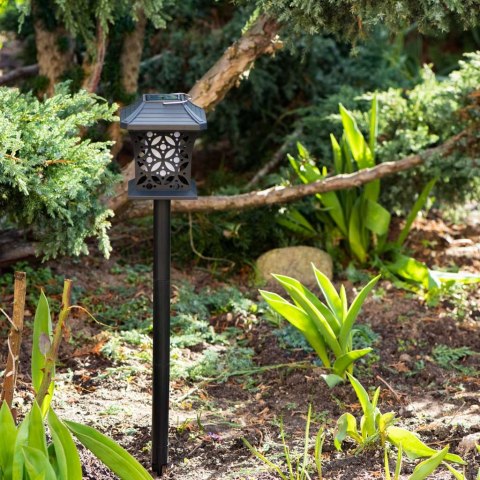 Lampa solarna ogrodowa ażurowa latarenka wisząca wbijana lampion 12 LED Lampa solarna ogrodowa ażurowa latarenka wisząca wbijana lampion 12 LED