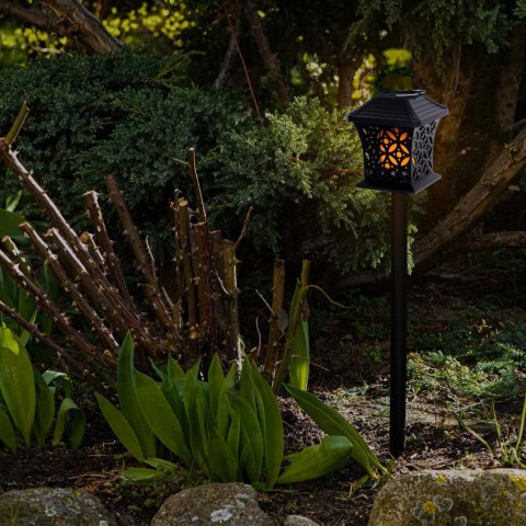 Lampa solarna ogrodowa ażurowa latarenka wisząca wbijana lampion 12 LED Lampa solarna ogrodowa ażurowa latarenka wisząca wbijana lampion 12 LED