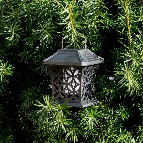 Lampa solarna ogrodowa ażurowa latarenka wisząca wbijana lampion 12 LED Lampa solarna ogrodowa ażurowa latarenka wisząca wbijana lampion 12 LED