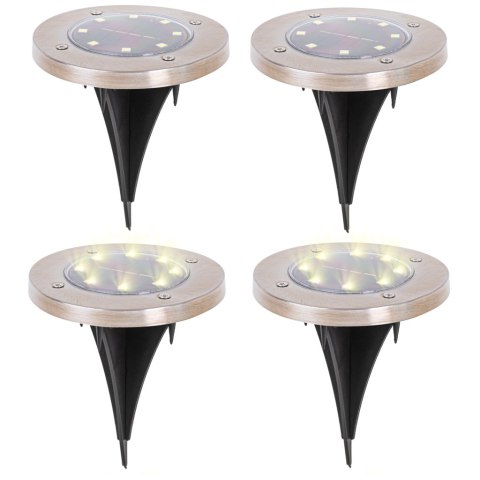 Lampy ogrodowe solarne najazdowe gruntowe czujnik zmierzchu wbijane świecący dysk 8LED 4szt. ciepły biały Lampy ogrodowe solarne najazdowe gruntowe czujnik zmierzchu wbijane świecący dysk 8LED 4szt. ciepły biały