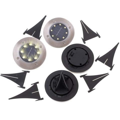 Lampy ogrodowe solarne najazdowe gruntowe czujnik zmierzchu wbijane świecący dysk 8LED 4szt. ciepły biały Lampy ogrodowe solarne najazdowe gruntowe czujnik zmierzchu wbijane świecący dysk 8LED 4szt. ciepły biały
