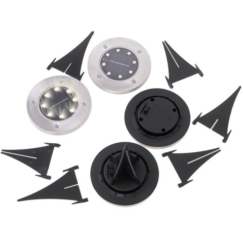 Lampy ogrodowe solarne najazdowe gruntowe czujnik zmierzchu wbijane świecący dysk 8LED 4szt. zimny biały Lampy ogrodowe solarne najazdowe gruntowe czujnik zmierzchu wbijane świecący dysk 8LED 4szt. zimny biały