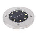 Lampy ogrodowe solarne najazdowe gruntowe czujnik zmierzchu wbijane świecący dysk 8LED 4szt. zimny biały
