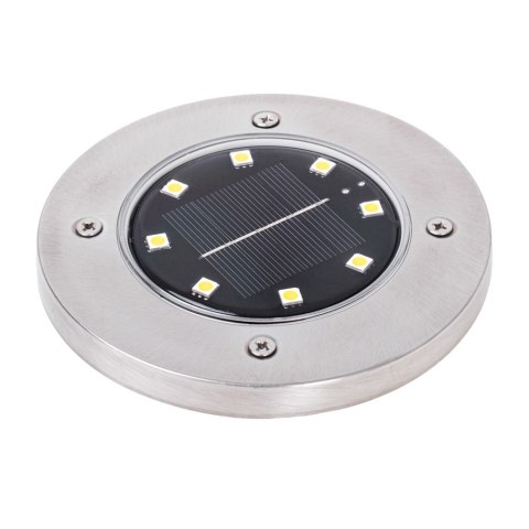 Lampy ogrodowe solarne najazdowe gruntowe czujnik zmierzchu wbijane świecący dysk 8LED 4szt. zimny biały Lampy ogrodowe solarne najazdowe gruntowe czujnik zmierzchu wbijane świecący dysk 8LED 4szt. zimny biały