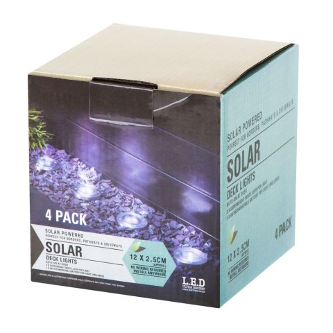 Lampy ogrodowe solarne najazdowe gruntowe czujnik zmierzchu wbijane świecący dysk 8LED 4szt. zimny biały Lampy ogrodowe solarne najazdowe gruntowe czujnik zmierzchu wbijane świecący dysk 8LED 4szt. zimny biały