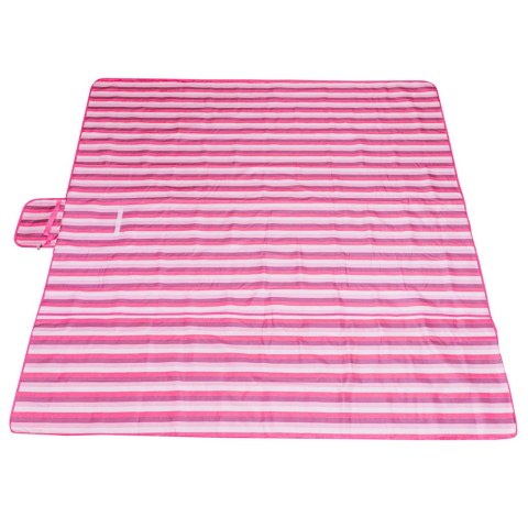Mata plażowa wodoodporna koc piknikowy plażowy składany torba XXL 200x200cm różowa Mata plażowa wodoodporna koc piknikowy plażowy składany torba XXL 200x200cm różowa