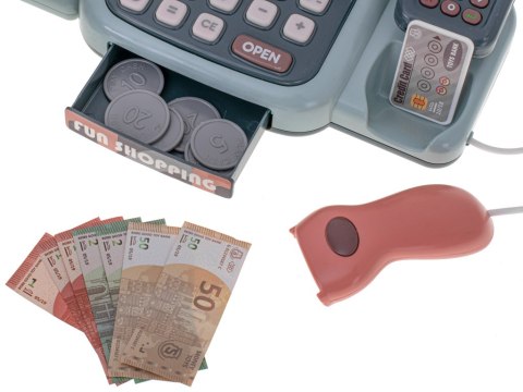 Kasa fiskalna sklepowa interaktywna skaner waga koszyk monety mikrofon światło dźwięk Kasa fiskalna sklepowa interaktywna skaner waga koszyk monety mikrofon światło dźwięk