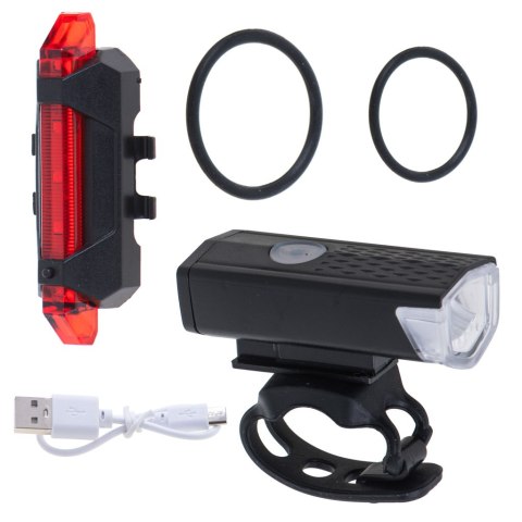Lampka rowerowa LED RALLEX zestaw tył-przód na rower kierownicę USB Lampka rowerowa LED RALLEX zestaw tył-przód na rower kierownicę USB