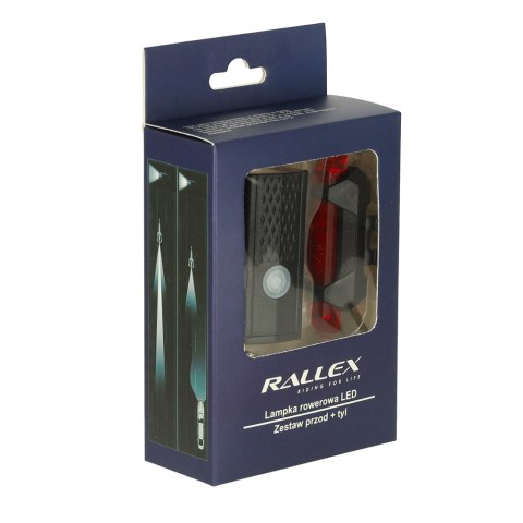 Lampka rowerowa LED RALLEX zestaw tył-przód na rower kierownicę USB Lampka rowerowa LED RALLEX zestaw tył-przód na rower kierownicę USB
