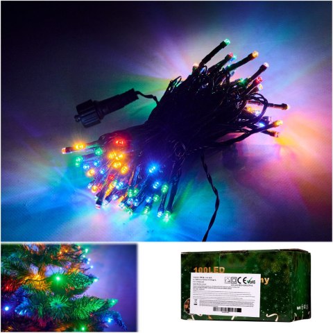 Lampki LED łańcuch świetlny świąteczne choinkowe 10m 100LED multikolor 8 trybów świecenia Lampki LED łańcuch świetlny świąteczne choinkowe 10m 100LED multikolor 8 trybów świecenia