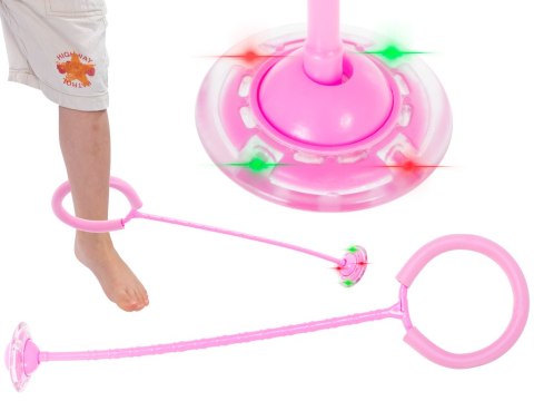 Hula hop na nogę skakanka skipper piłka świecąca migająca LED różowa Hula hop na nogę skakanka skipper piłka świecąca migająca LED różowa