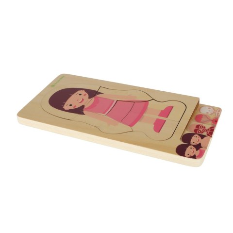 Puzzle drewniane warstwowe budowa ciała montessori dziewczynka Puzzle drewniane warstwowe budowa ciała montessori dziewczynka