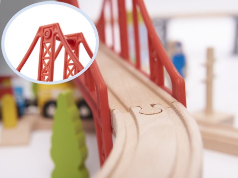 Kolejka drewniana pociąg tor samochodowy 70 elementów Kolejka drewniana pociąg tor samochodowy 70 elementów