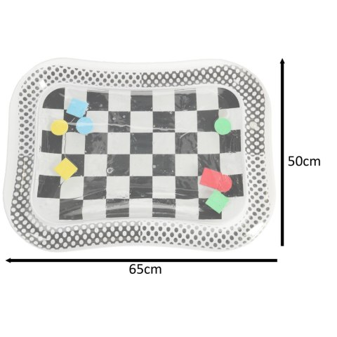 Mata wodna sensoryczna dmuchana dla niemowląt kontrastowa czarno-biała szachownica XXL 65x50 cm Mata wodna sensoryczna dmuchana dla niemowląt kontrastowa czarno-biała szachownica XXL 65x50 cm